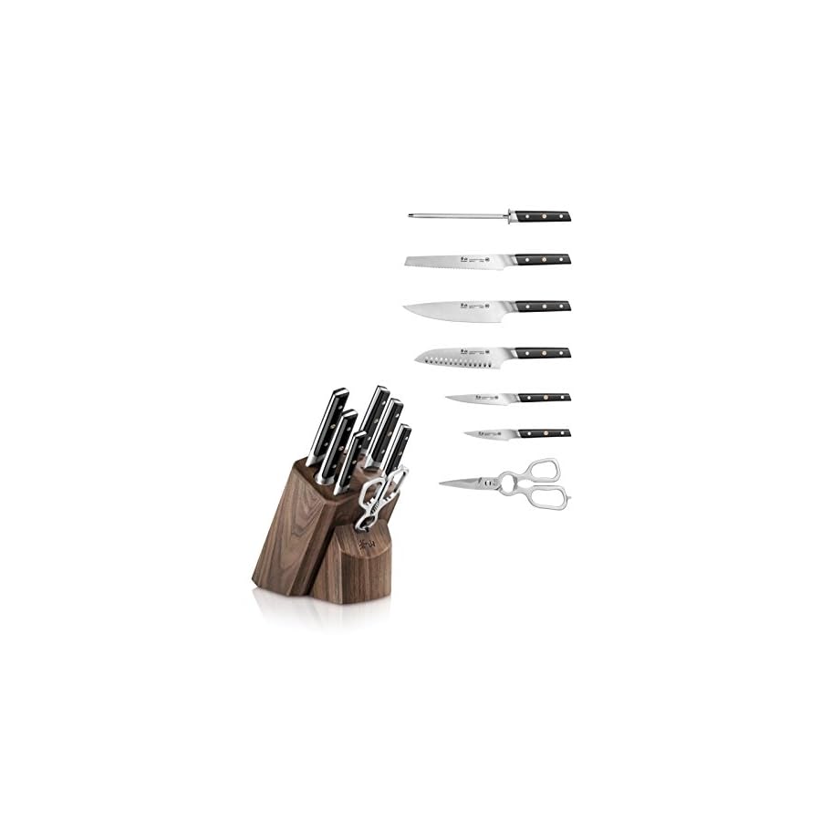 Cangshan TC Series 1021219 Swedish 14C28N Steel Forged 8-Piece Knife Block Set, Walnut