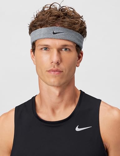 Image of NIKE Swoosh Classic Headband, Unisex - Cool Grey /Black, ONE Size
