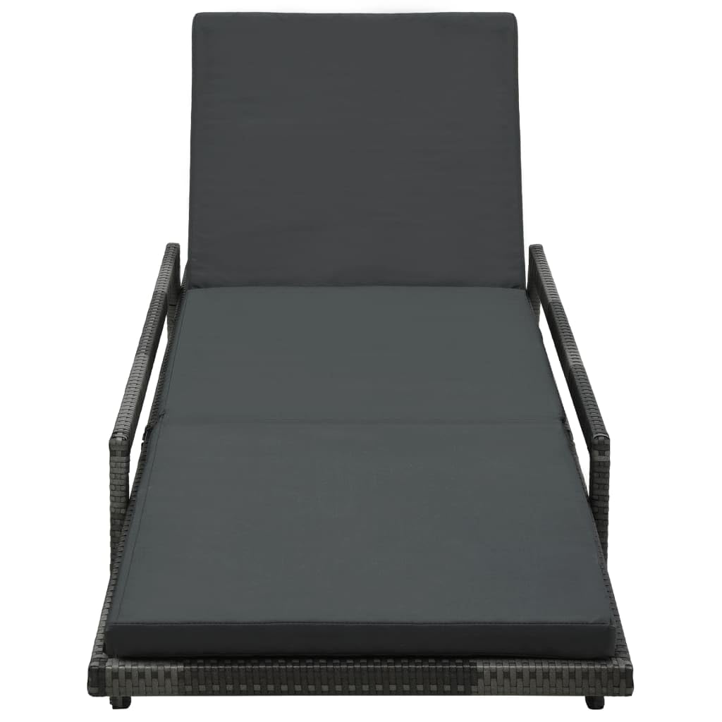 Tomostar Bain de Soleil, Chaise Longue Jardin Extérieur Transat pour Piscine avec Coussin Résine tressée Gris