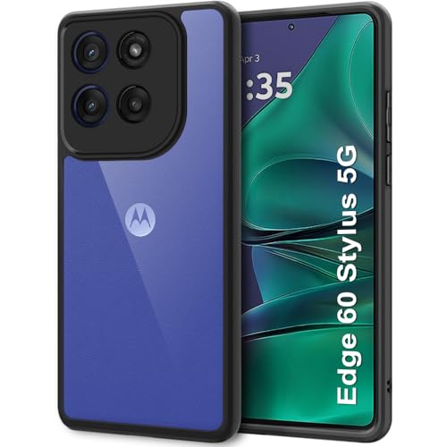 Image of TheGiftKart Hybrid Shockproof Back Cover Case for Motorola Moto Edge 60 Stylus 5G | Hard Back Cover for Motorola Edge 60 Stylus (PC & TPU, Transparent Clear Back, Black Sides)