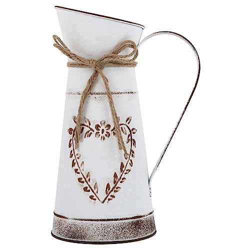 IMIKEYA Jarra De Granja Jarrón Rústico Shabby Chic Jarra con Asa Regadera De Metal Jarras De Flores De Granja Lata De Leche Vintage Cubo De Flores Retro para El Jardín De Su Casa