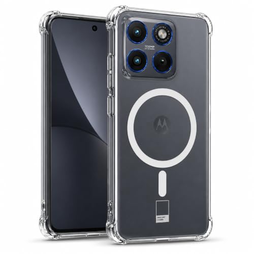 Image of Transparent Back Cover for Motorola Moto Edge 70 5G Shockproof Side TPU Bumper & Back Pc Protective Magnetic Support Clear Back Cover Case (Motorola Edge 70 5G)