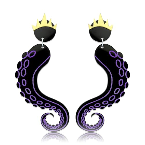 INLOLLY Sea Witch Ursula Earrings - Ursula Tentacles, Ursula Wig Lightweight Acrylic Halloween Earrings for Women, Ursula Accessories for Ursula Costume Women Cosplay Party