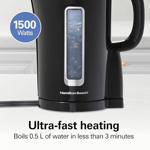 Hamilton Beach Electric Tea Kettle, Water Boiler & Heater, Cordless Serving, Auto-Shutoff & Boil-Dry Protection, 1500 Watts for Fast Boiling, 1.7 Liter, Black (41038G) by Hamilton Beach - Image 2
