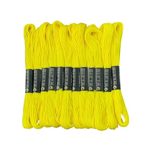 12 Skeins Embroidery Floss Yellow Color, Friendship Bracelet String Cross Stitch Embroidery Thread Floss Bracelet Making Yarn, Craft FlossοΌYellowοΌ