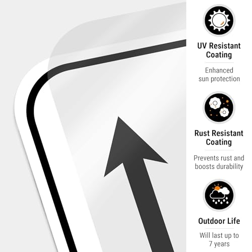 Image of Package Delivery Sign, Delivery Instructions Deliver All Package to Front Door Up Arrow Sign, 12x18 Inches, Rust Free .063 Aluminum, Fade Resistant, Made in USA