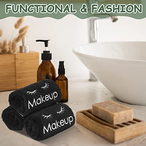 13 X 13 Inch Makeup Washcloths Reusable Makeup Remover Cloths Facial Cleansing Makeup Towels Cotton Cosmetic Soft Towel Water Absorbent Make Up Cloth Face Towels For Women Skin Care, Black (6 Pcs) #TOP5
