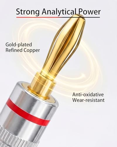 Zylveron Banana Plugs, Solderless Gold Plated 4mm Speaker Wire Connectors