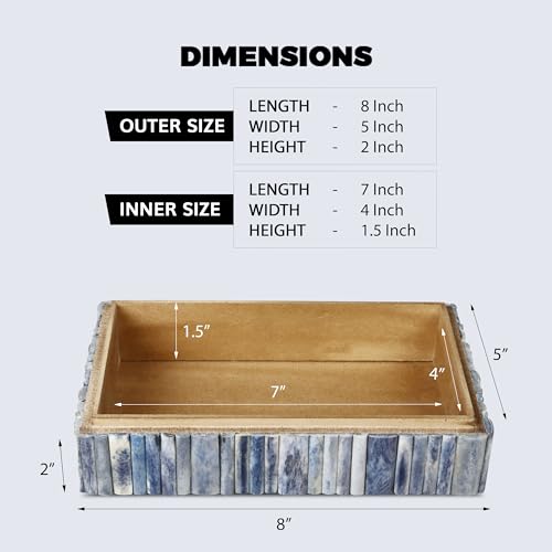 Image of Handicrafts Home Decorative Box - Handmade Jewelry Organizer Box with Lid - Keepsake Box for Home Decor, Jewelry, Accessories, Collectibles - Modern Wooden Storage Box - Ocean, 8X5X2 inch