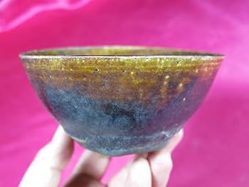 クメ-ル黒褐秞陶器茶碗 クメ-ル黒褐秞陶器茶碗