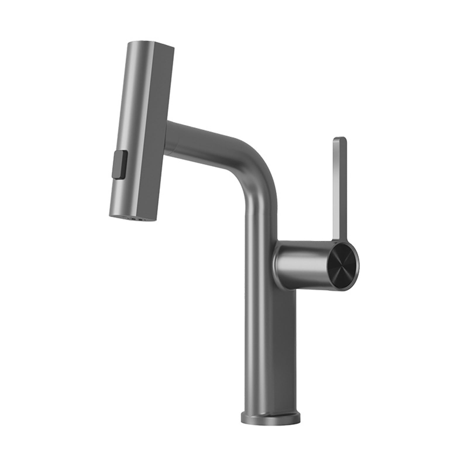 Generico Rubinetto da Bagno Rubinetto per Lavabo Cascata Estraibile Miscelatore per Lavabo A 2 modalità Miscelatore Monocomando per Lavabo Grigio Canna di Fucile