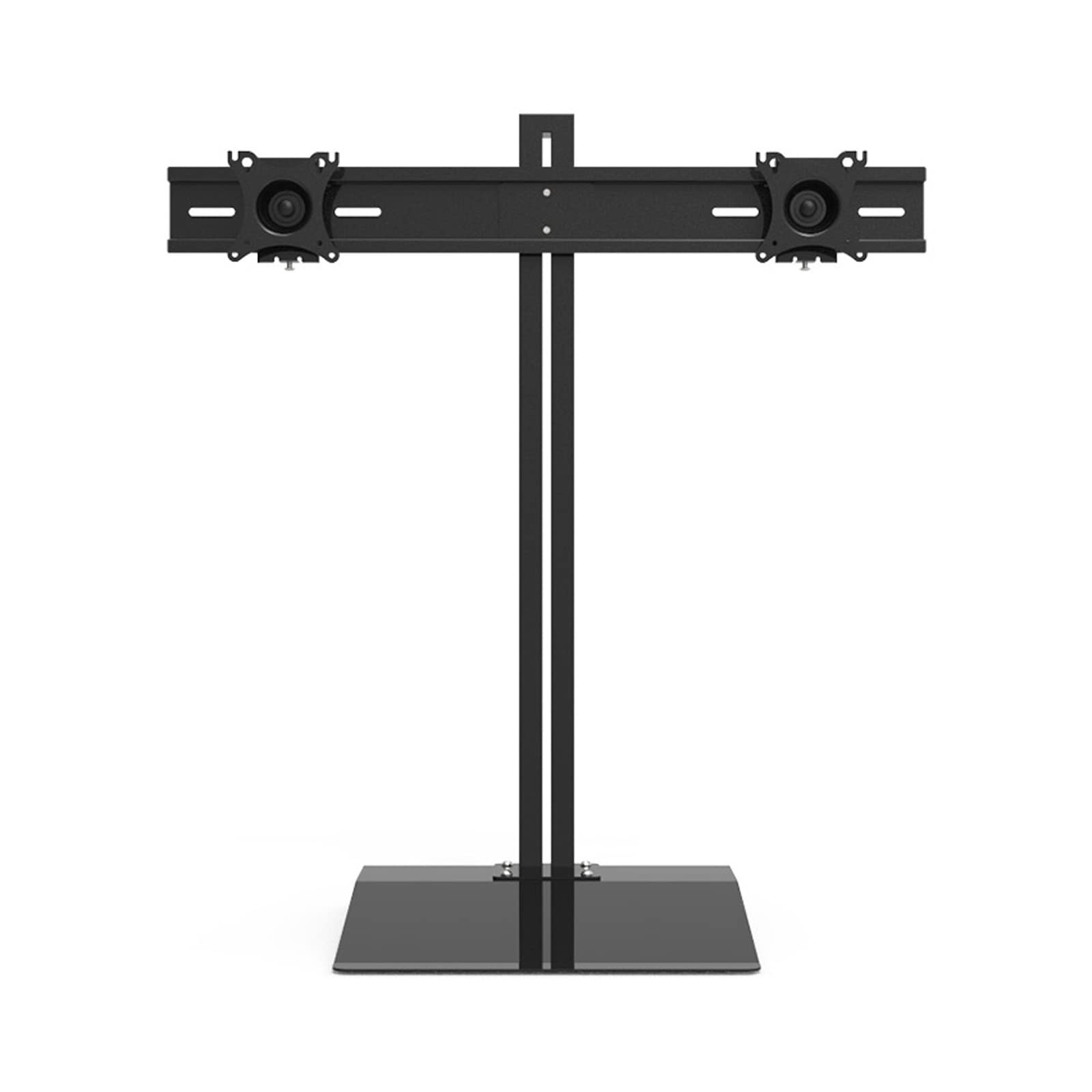Support TV double écran pour soulager les cervicales et ranger le bureau