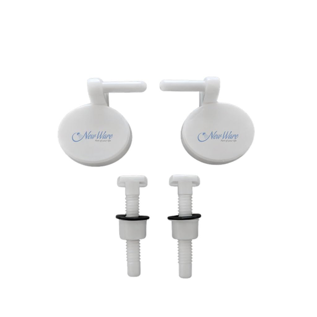 New Ware® Plastic Toilet Seat Cover Hind. Type Round Hinges Clamp (Color :White, Pair 1)