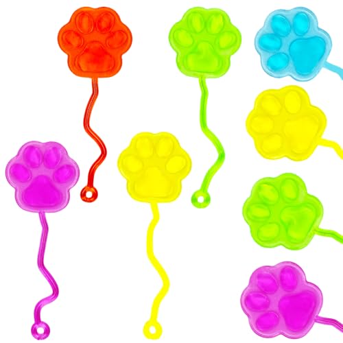 Yeefunjoy 8 Piezas Pegajosas Adhesivas Juguetes, Juguetes Pegajosos para Patas de Gato para Niños y Niñas Recompensas de Aula Juguetes Pegajosos Elásticos, Regalo de Fiestas de Cumpleaños Infantiles