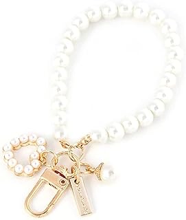 Jowxsx Women's Imitation Pearl Car Keychain, Ring Charm Gifts, Golden Chain Backpack Key Pendant Accessories Love Heart Ke...