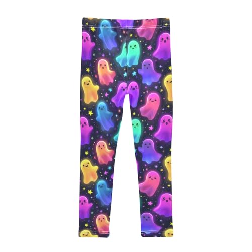Girls' Athletic Leggings Ankle Length Yoga Dance Pants Kids Teen 4T Colorful Ghost Stars2