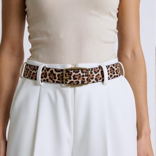 Fashion Leopards Print Belt Adjustable Trendy Unisex Waist Belt for Women and Men Accessory4