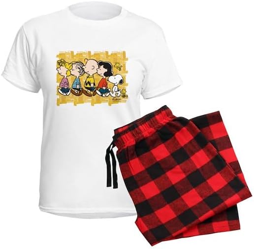 CafePress Custom Personalized Peanuts Walking Personalized Dark Women's Pajama S Women's Novelty Cotton Pajama Set, Comfortable PJ Sleepwear