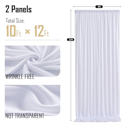 gogoparti 10x12 ft White Wrinkle-Free Backdrop Curtain for Weddings & Parties - 2 Panels (5x12 ft Each) for Birthday, Baby Shower, Halloween Photography Background - Image 7