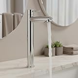 Torneira Para Banheiro De Mesa Bica Alta 1/4 De Volta Aço Inox 304 Elegance Beltempo (Cromada)