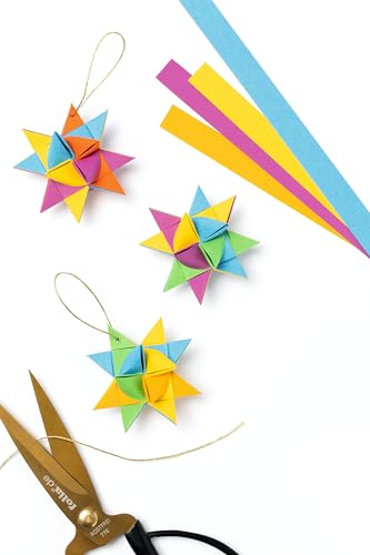 folia 1295 - Papierstreifen für MINI Fröbelsterne, 100 Streifen, 25 Sterne, Rainbow