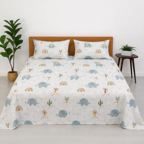 Image of COZY FURNISH Double Size Bed Sheet with 2 Pillow Covers, 90 x 100 Inches, Soft Microfiber Cotton Fabric, Comfortable Bedroom Bedding Set