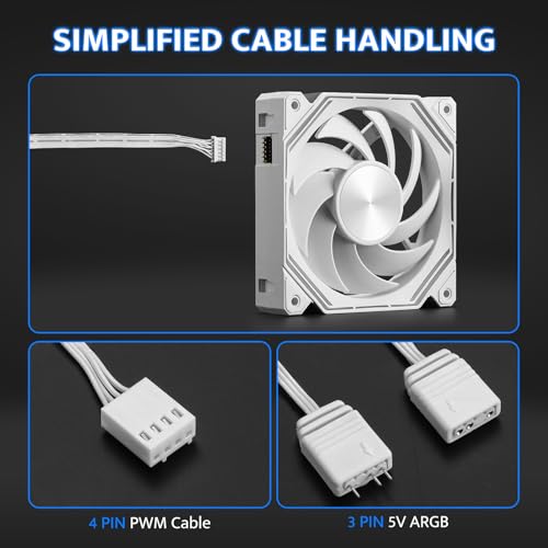 Image of darkFlash INF34 120MM PC Case Fan, Daisy-Chain, up to 2000RPM Cooling, 4-Pin PWM, ARGB CPU Cooling Computer Fan, 3 Pack (Forward, White)
