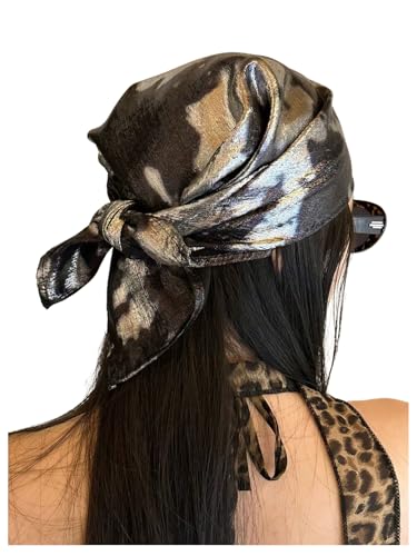 Women's Sparkly Metallic Scarf Shiny Square Bandanas Head Hair Scarves