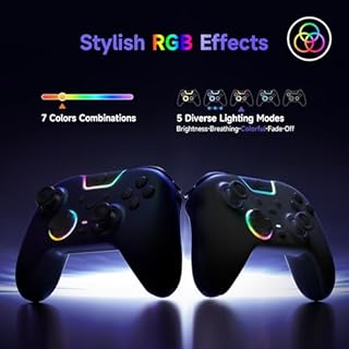 EasySMX Manette PC Sans Fil avec Boutons Silencieux/RGB/Déclencheurs Hall à Deux Niveaux/Joystick Sans Dérive, X05PRO Contrôleur de Jeu pour PC/Switch/Android/iOS/Android TV Box, 1000 mAh, Violet
