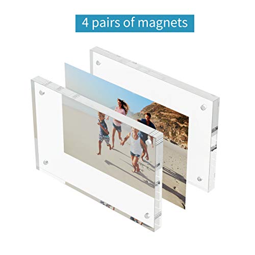 Aitee 4X6 Acrylic Picture Frames 3 Pack, 20% Thicker Block, Clear Picture Frames Freestanding Double Sided Magnetic Acrylic Lucite Frameless Transparent Square Frame Gift For Desktop Display #TOP2
