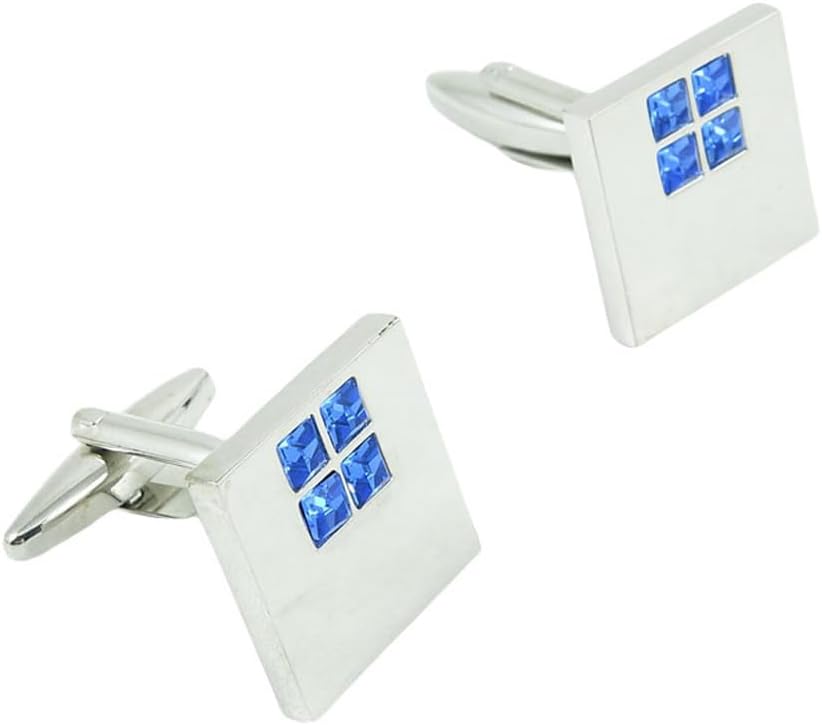 Cufflinks Cuff Links Fashion Mens Boys Jewelry Wedding Party Favors Gift 019ST0 Blue Rhinestone Squares