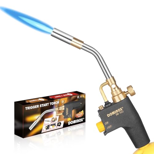 Image of DOMINOX Propane Torch Head, High Intensity Torch Head Trigger Start Gas Torch, Map Gas Torch Kit for Propane, Map and Mapp Gas, Mapp Gas Torch for Soldering, Welding, Cooking (Not Included Gas Tank)