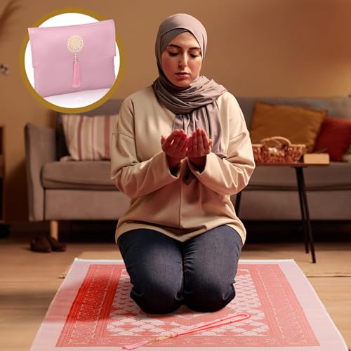 Tapete de oración musulmán 3 unidades con bag y tasbih miniatura 6