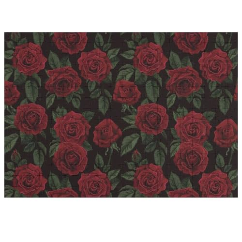 赤バラ 木製パズル パズル 娯楽 知育玩具 ストレス軽減 減圧 ジグソーパズル 装飾 室内装飾 壁飾り 誕生日プレゼント 初心者向け 子供 大人 300 PCS