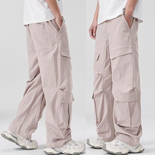 XYXIONGMAO Men's Black Casual Hip Hop Pleated Techwear Joggers Overalls Streetwear Loose Cargo Pants Multi-Pocket Sweatpants4