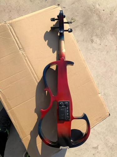 Image of Vetimobato Electric Violin 4 /4 Full Size Solid Wood Silent Violin Set for Adults Beginner Practice Electric Fiddle with Ebony Fittings Hard Case & Bow(4 String Red & Blue)