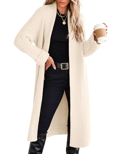 ANRABESS Women Knit Long Cardigan Long Sleeve Open Front Lapel Oversized Sweater Coat 2025 Fall Duster Outerwear Clothes