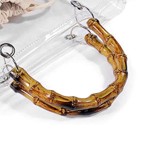 Tendycoco Top Handle Satchel Transparent Clutch Clear 2 In 1 Handbag Pvc For Women #TOP4