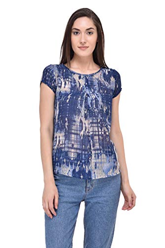Image of mayra Women's Georgette Blue Color Short Sleeve Top