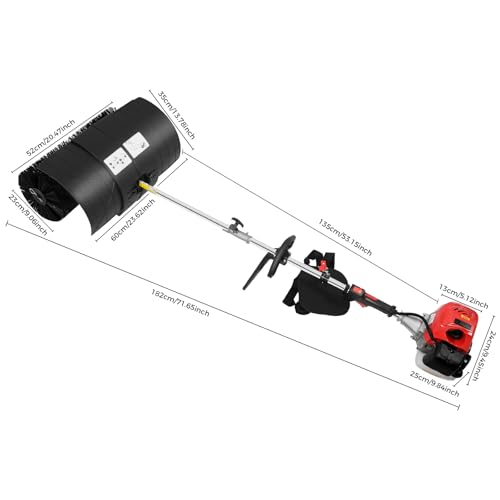 Image of Gas Handheld Sweeper, Lawn Mower,52cc 2.3HP 2-Stroke Gasoline Yard Sweeper with 20.47in Brush, Walk-Behind Lawn Mowers for Artificial Grass, Patio, Driveway, Sidewalk, Snow Broom for Quick Sweep