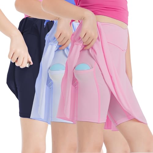 Image of Girls' 2-in-1 Flowy Butterfly Shorts with Pockets - Athletic Dance & Running Shorts for Ages 5-13
