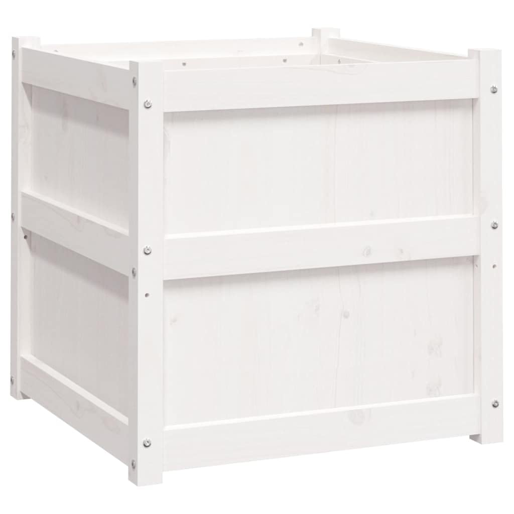 vidaXL Jardinières 2 pcs, Lits Surélevé, Bacs à Fleurs, Pots de Plantes, Boîtes à Fleurs Jardin Patio Terrasse, Blanc Bois de Pin Massif
