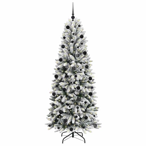 Árbol de Navidad artificial de 210 cm con luces y soporte plegable para evitar caídas y cables 3