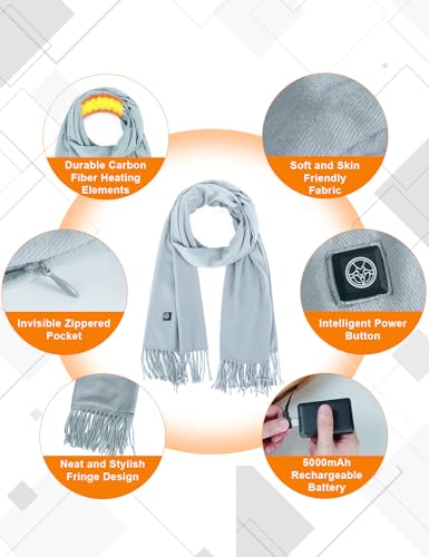 Lionrose Heated Scarf for Women Rechargeable,Men Electric Heating Scarf for Neck with Battery, Intelligent Scarves3
