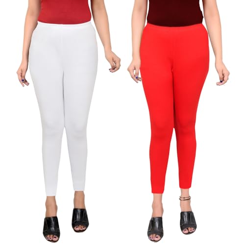 Image of Leggings for Women Ankle Length Combo Pack Black and White Cotton Stretch Comfortable Gym Yoga Pants Slim Fit Stylish Women Leggings