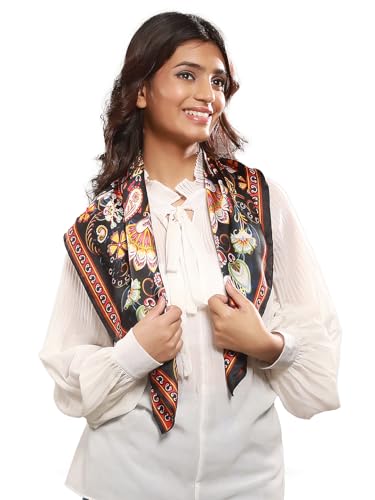 Image of Printed Poly Silken feel Scarf Stole for Women | Stylish, Soft, & Lightweight | Satin Feel Neck Scarf, Hair Scarf, Head Scarf for Women