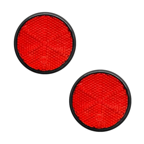 Image of povtii 2 PCS Motorcycle Warning Reflectors, M6x1.0 Waterproof Plastic Reflective Warning Reflector, Motorcycle Rear Safety Reflector with Screw, Universal Motorcycle Accessories (Round, Red)