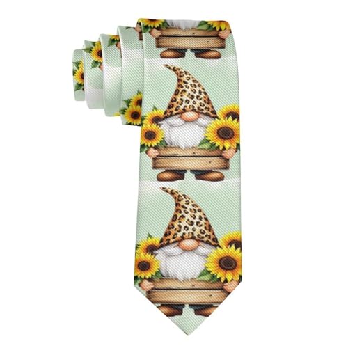 VAFZASC Ties for Men Boys Wedding Dance Prom, Fashion Skinny Neck Tie Sunflower Gnomes