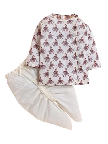 Image of POLKA TOTS 100% Cotton Elegant Traditional Dhoti Kurta Set for Baby Boys | Ultra-soft Cotton Ethnic Dress for Festivals and Weddings | Traditional Angrakha Dress for Kids Boys