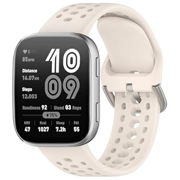 Nacorulu Compatível com pulseira Amazfit Bip 6, pulseira de silicone de 22 mm de largura para smartwatch Amazfit Bip 6 (Starlight)